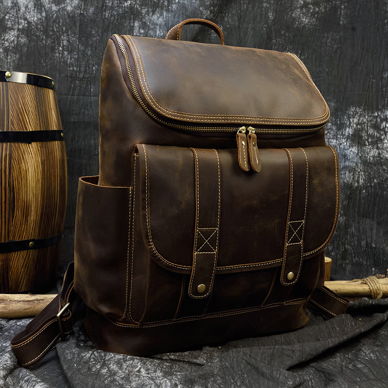Laptop Bag Leather 15 - Zaino da viaggio in pelle Vintage
