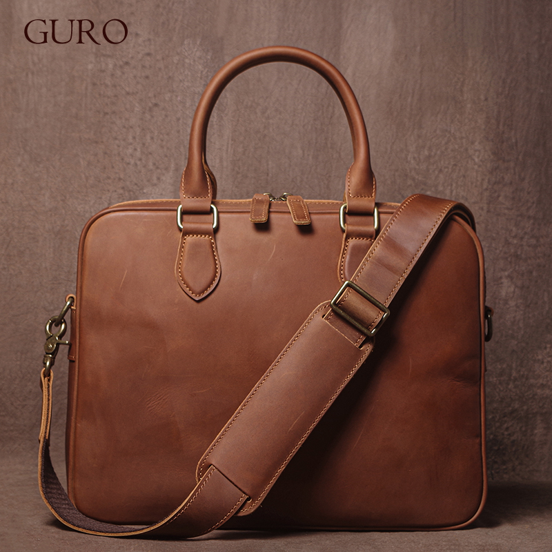 Luxury Bags For Men - GURO Uomo Crazy Horse Valigetta in