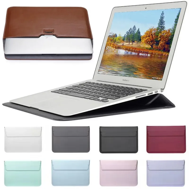 Laptop Bag Leather 15 - Custodia in pelle PU con supporto