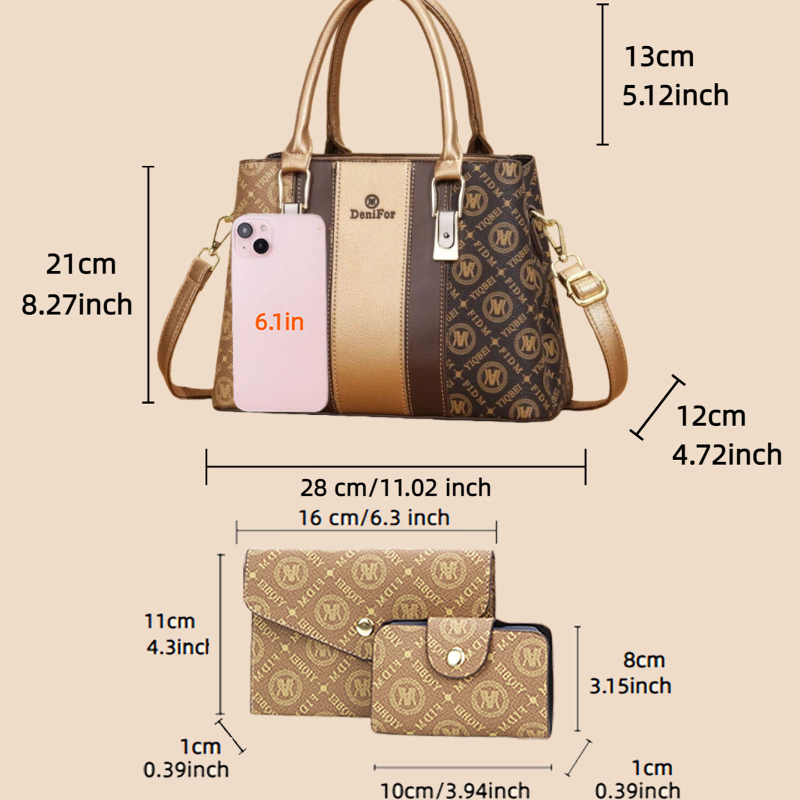 Set di 3 borse da donna con de - Luxury Bags With Zipper recensione e prezzo